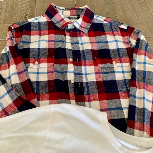 Hammer Down Tee Med & Goodfellow Flannel Sz Lrg Red White - Picture 3 of 7